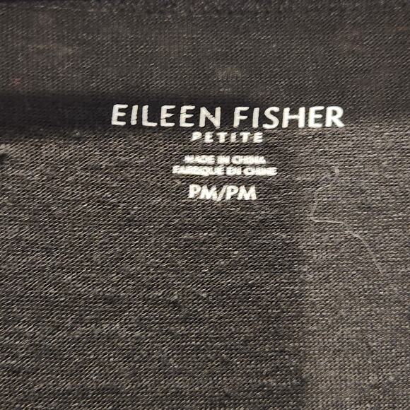 Eileen Fisher Organic Linen Black Dolman Sleeve Blouse Size Medium Petite Beach - Picture 3 of 10